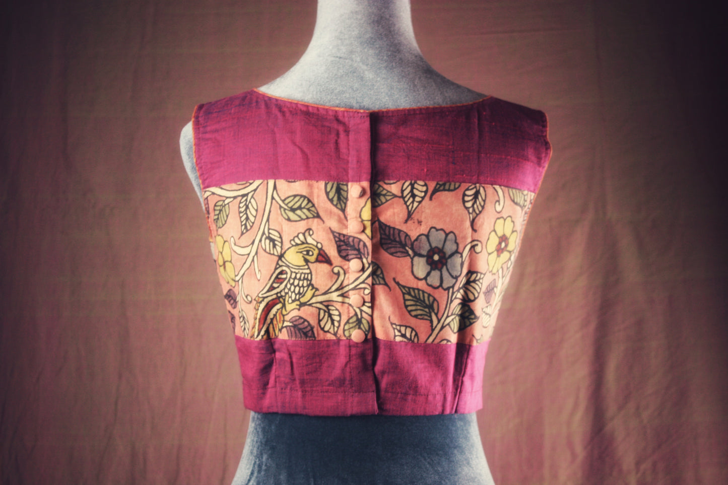 Hand painted Kalamkari Blouse - Sleeveless