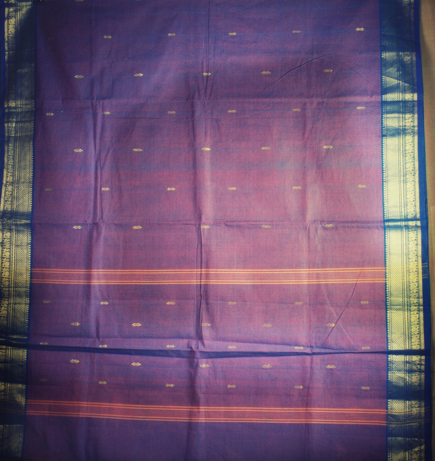 Chettinad Handloom Saree - Lavender w/ Blue