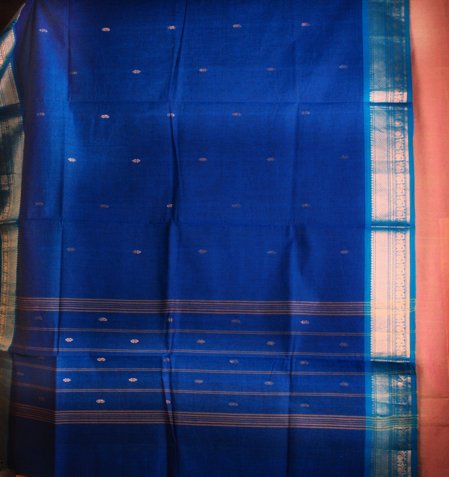 Chettinad Handloom Saree - Blue w/ Turquoise Blue