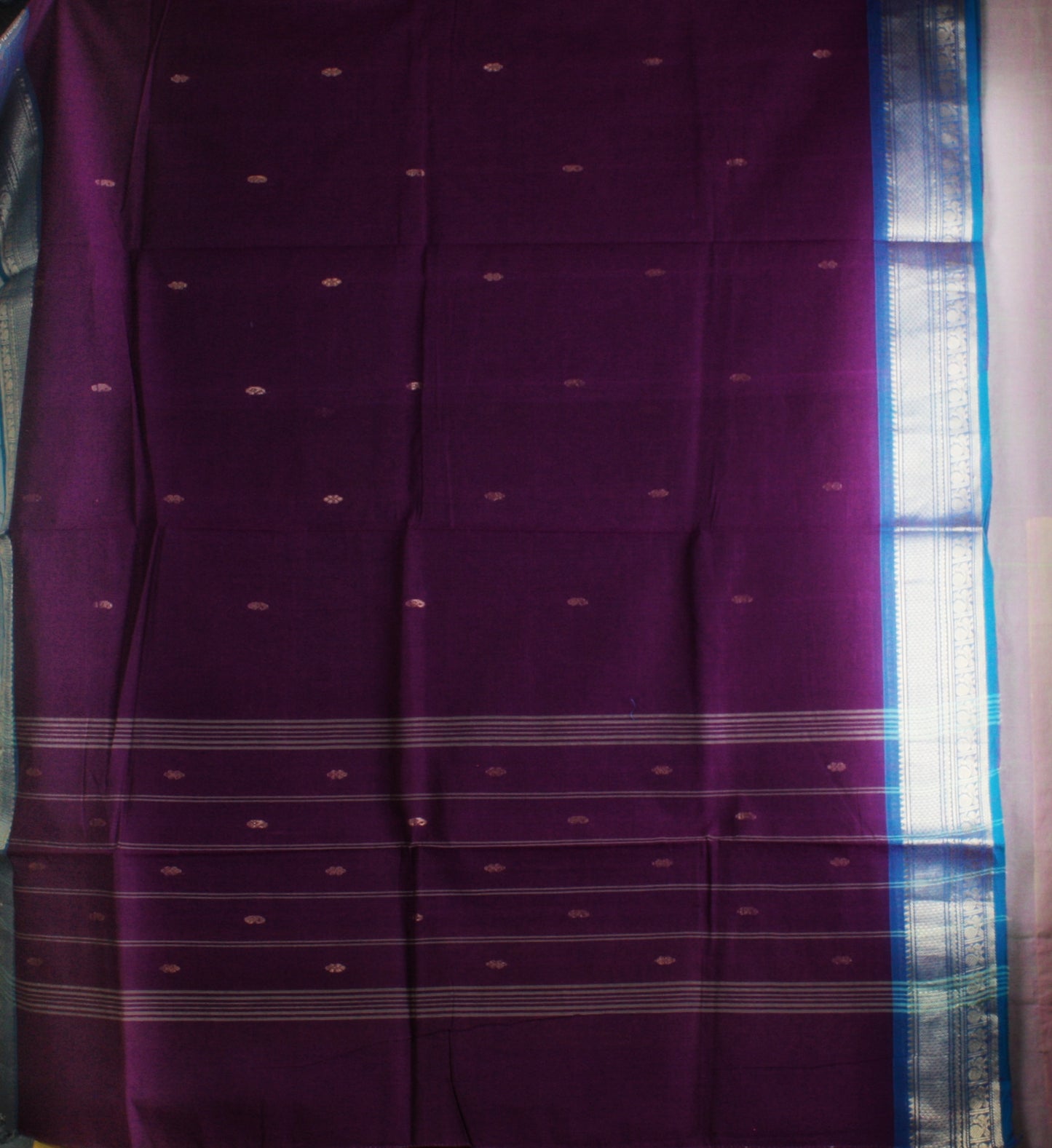 Chettinad Handloom Saree - Burgundy w/ Blue