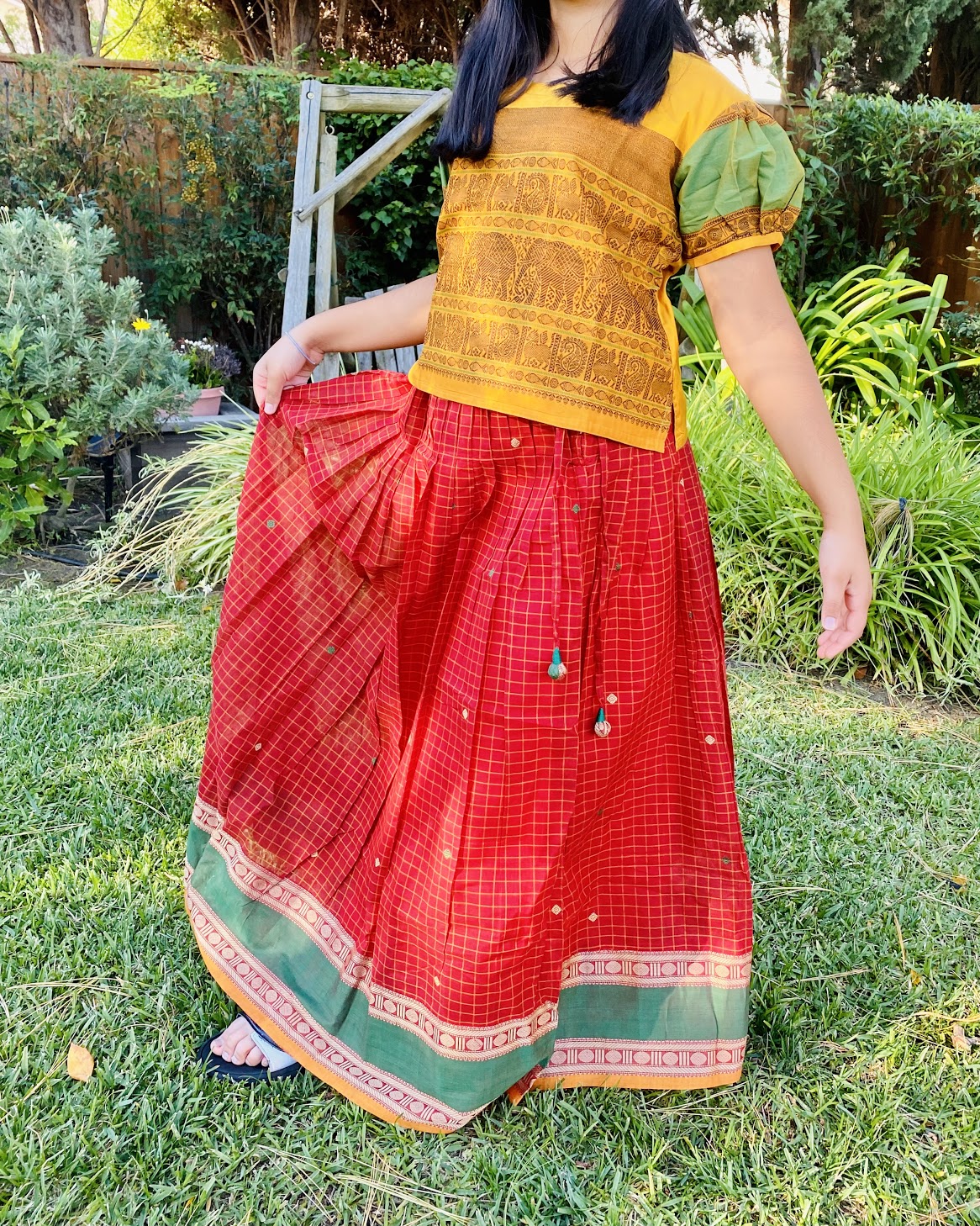 Kanjivaram Crop Top - Puff sleeves