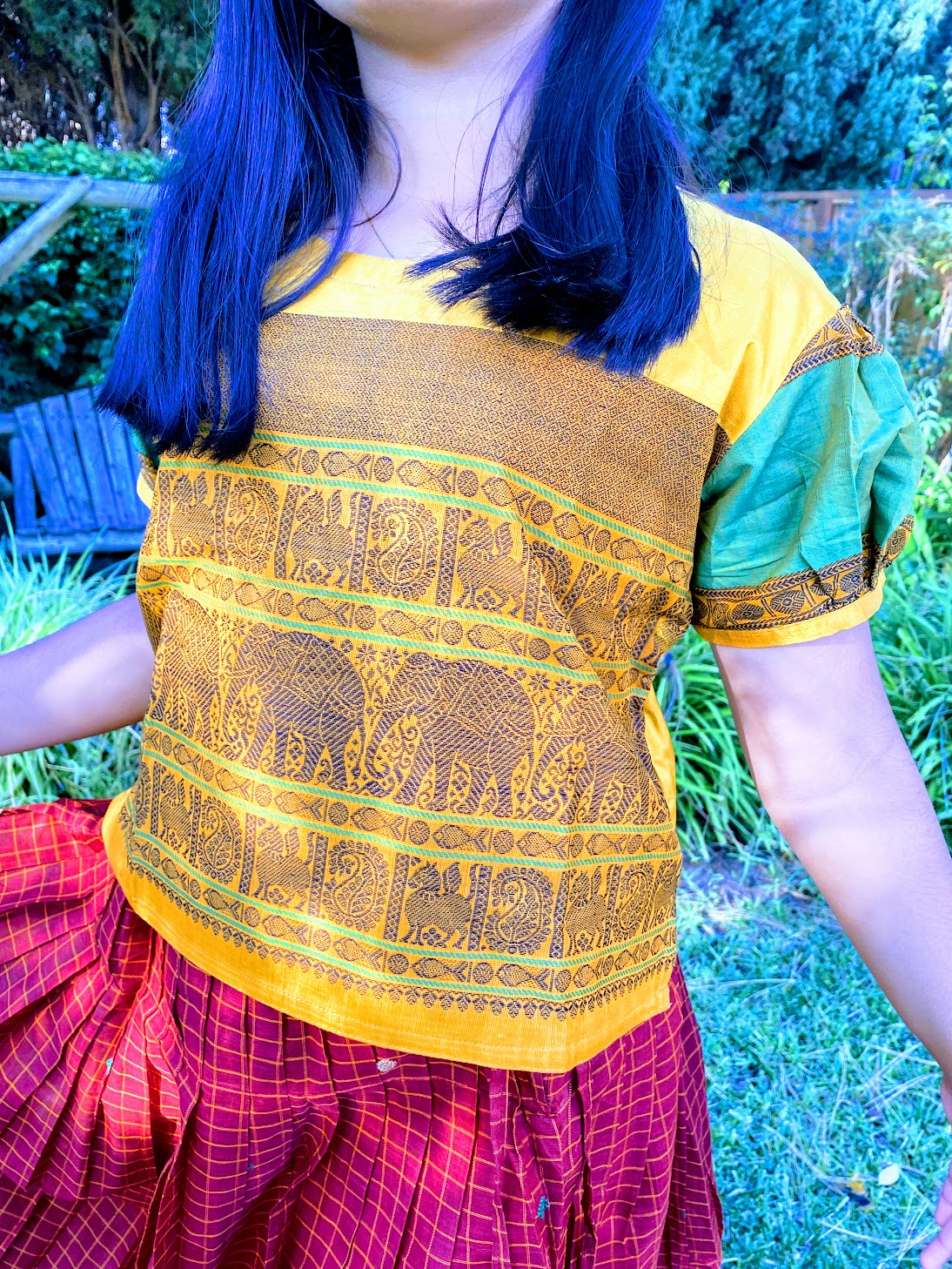 Kanjivaram Crop Top - Puff sleeves